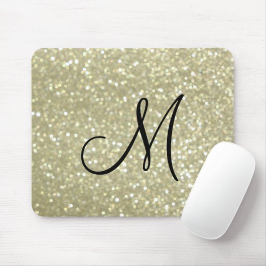 Sparkly Gold Monogram Muismat (Met muis)