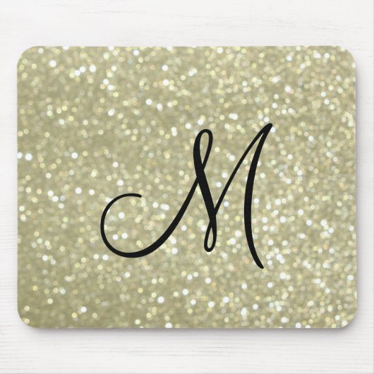 Sparkly Gold Monogram Muismat (Voorkant)