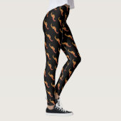 Sparkly gold orange ombre Mustache pattern black Leggings (Rechts)