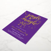 Sparkly Gold Purple Jingle Mingle Cocktail Doodles Folie Uitnodiging (Gedraaid)