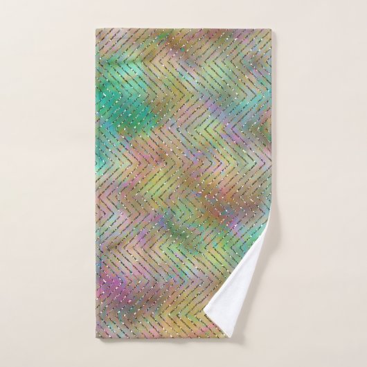 Sparkly Gold Rainbow Lights Chevron Pattern Bad Handdoek (Handdoek)