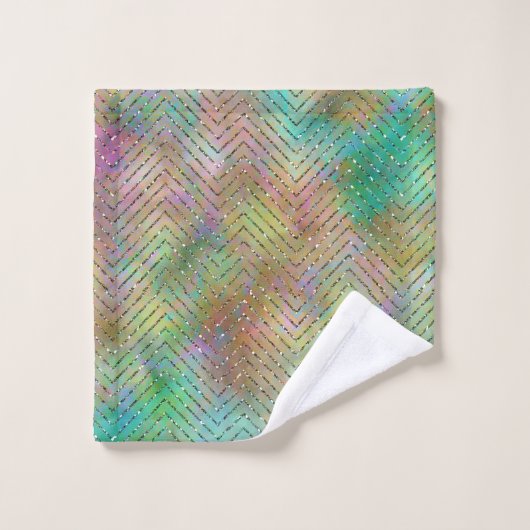 Sparkly Gold Rainbow Lights Chevron Pattern Bad Handdoek (Wasdoekje)