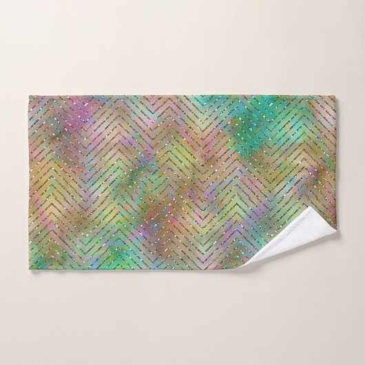 Sparkly Gold Rainbow Lights Chevron Pattern Bad Handdoek (Handdoek)