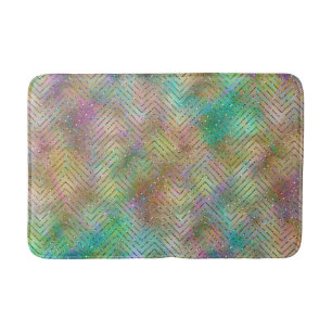 Sparkly Gold Rainbow Lights Chevron Pattern Badmat