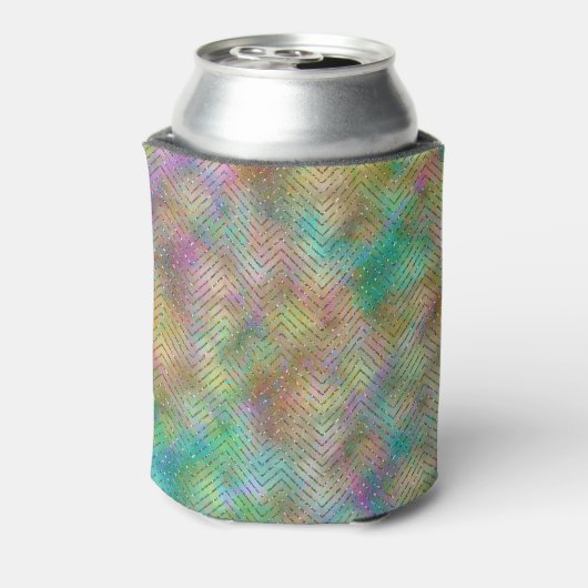 Sparkly Gold Rainbow Lights Chevron Pattern Blikjeskoeler (Blikje Achterkant)