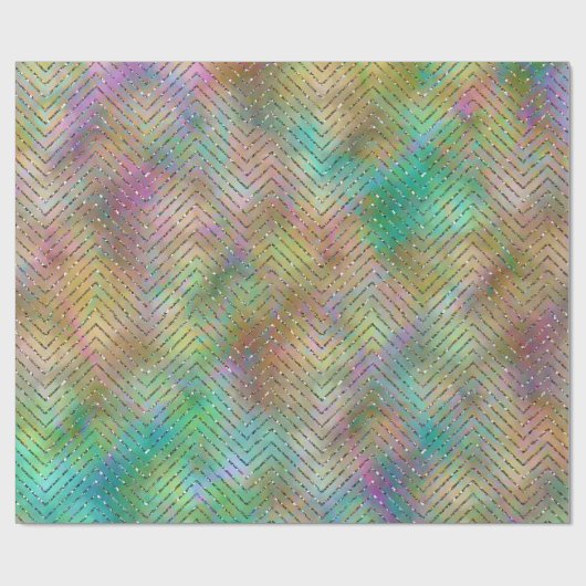Sparkly Gold Rainbow Lights Chevron Pattern Cadeaupapier (Vlak)