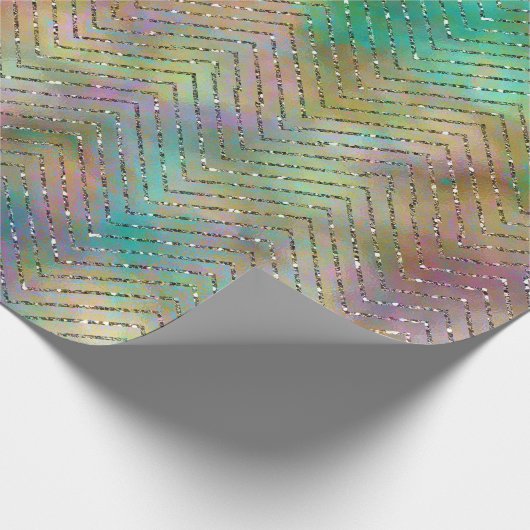 Sparkly Gold Rainbow Lights Chevron Pattern Cadeaupapier (Hoek)
