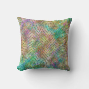 Sparkly Gold Rainbow Lights Chevron Pattern Kussen
