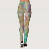 Sparkly Gold Rainbow Lights Chevron Pattern Leggings (Achterkant)
