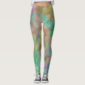 Sparkly Gold Rainbow Lights Chevron Pattern Leggings (Voorkant)