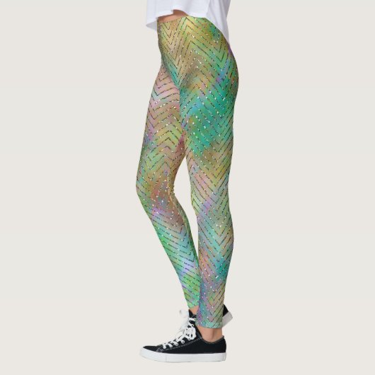 Sparkly Gold Rainbow Lights Chevron Pattern Leggings (Links)