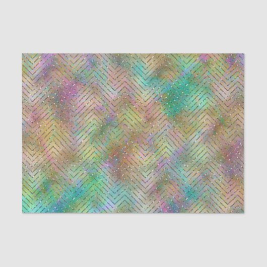 Sparkly Gold Rainbow Lights Chevron Pattern Tissuepapier (Voorkant)