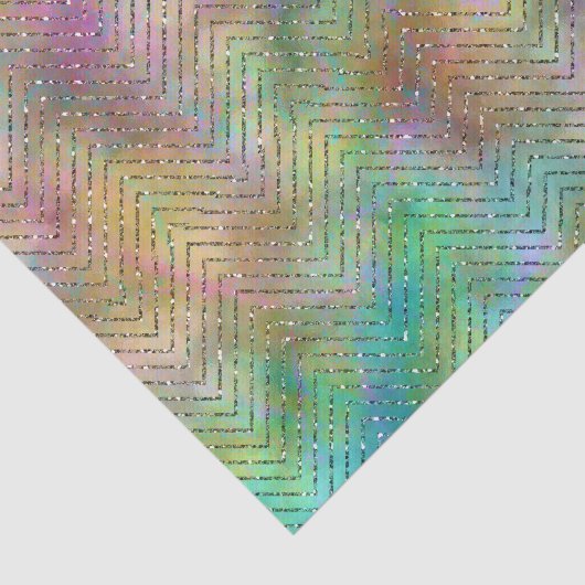 Sparkly Gold Rainbow Lights Chevron Pattern Tissuepapier (Detail)
