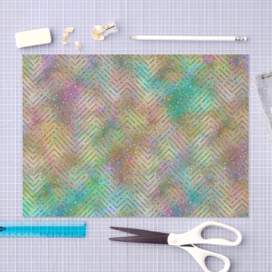 Sparkly Gold Rainbow Lights Chevron Pattern Tissuepapier (Craft)