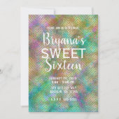 Sparkly Gold Rainbow Lights Chevron Sweet 16 Party Kaart (Voorkant)