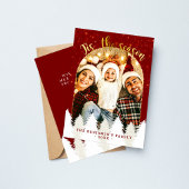 Sparkly Gold Red Tis 'Het seizoen Kerstbomen Feestdagenkaart