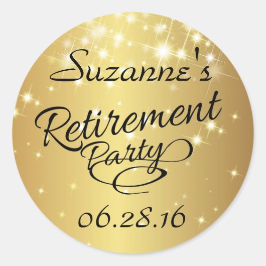 Sparkly Gold Retirement Stickers (Voorkant)