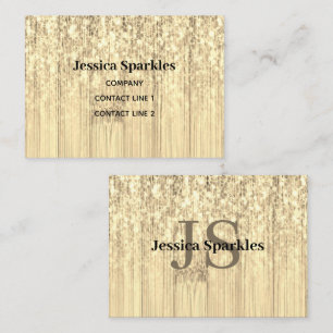 Sparkly gold sepia bamboe wood bling Monogram Visitekaartje