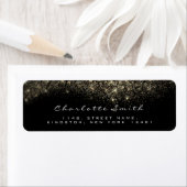 Sparkly Gold Sepia Confetti Black White RSVP Etiket (Insitu)