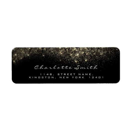 Sparkly Gold Sepia Confetti Black White RSVP Etiket (Voorkant)