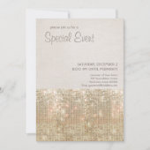 Sparkly Gold Sequins Festive Party Invitation Kaart (Voorkant)