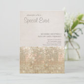 Sparkly Gold Sequins Festive Party Invitation Kaart (Staand voorkant)