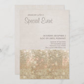 Sparkly Gold Sequins Festive Party Invitation Kaart (Voorkant / Achterkant)