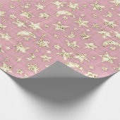 Sparkly Gold Stars Moon Pink Castel Black Cadeaupapier (Hoek)