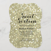 Sparkly Gold Sweet 16 uitnodiging op zaterdag (Voorkant / Achterkant)