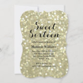Sparkly Gold Sweet 16 uitnodiging op zaterdag (Voorkant)
