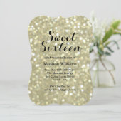 Sparkly Gold Sweet 16 uitnodiging op zaterdag (Staand voorkant)