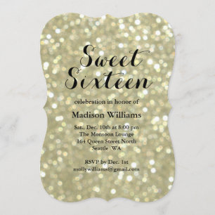 Sparkly Gold Sweet 16 uitnodiging op zaterdag