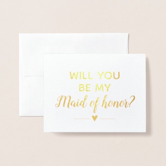 Sparkly Gold Will You Be My Maid of Honor-voorstel Folie Kaarten (Voorkant met envelop)