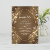Sparkly Golden Glam Floral Bewaar de datum Kaart (Staand voorkant)
