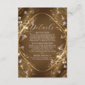 Sparkly Golden Glam Floral Wedding Informatiekaartje (Voorkant)