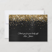 Sparkly Golden Glitter Black Satin Ombre Folie Bedankkaart (Achterkant)