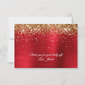 Sparkly Golden Glitter Red Satin Ombre Folie Bedankkaart (Achterkant)