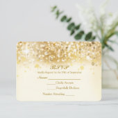 Sparkly Golden Lights Elegant RSVP Invitation Kaar (Staand voorkant)