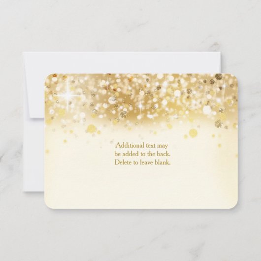 Sparkly Golden Lights Elegant RSVP Invitation Kaar (Achterkant)