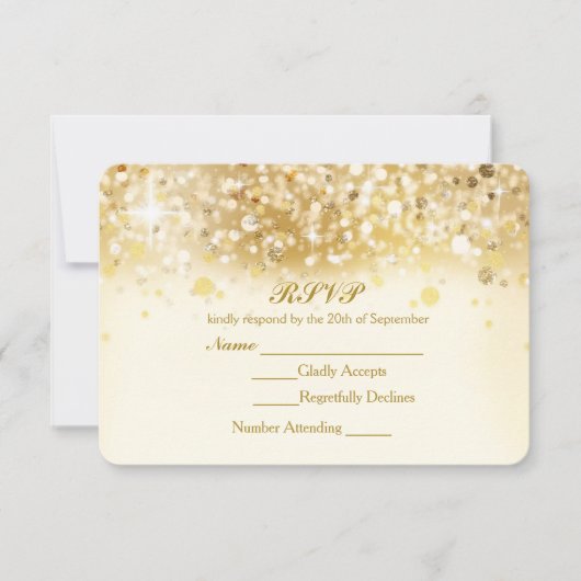 Sparkly Golden Lights Elegant RSVP Invitation Kaar (Voorkant)