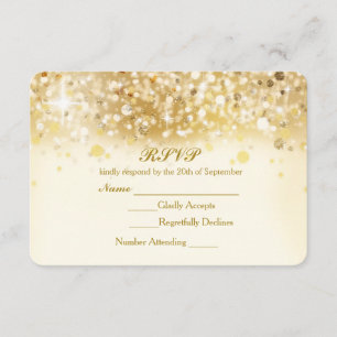 Sparkly Golden Lights Elegant RSVP Uitnodigingskaa