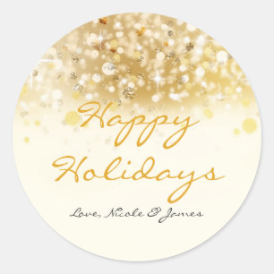 Sparkly Golden Lights Vakantie Kerst sticker
