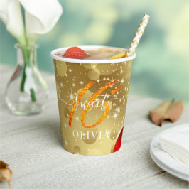 Sparkly Golden Sweet 16-papierbekertjes Papieren Bekers