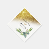 Sparkly Goud Eucalyptus Bruiloft Cocktail Servet (Hoek)