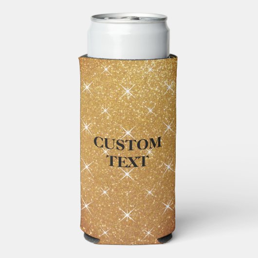Sparkly goud glitter print op maat slim seltzer blikjeskoeler (Seltzer Achterkant)