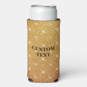 Sparkly goud glitter print op maat slim seltzer blikjeskoeler (Seltzer Voorkant)