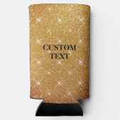 Sparkly goud glitter print op maat slim seltzer blikjeskoeler (Achterkant)