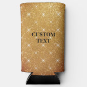 Sparkly goud glitter print op maat slim seltzer blikjeskoeler (Voorkant)