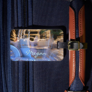 Sparkly gouden blauwe prinses coach foto aangepast bagagelabel