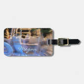 Sparkly gouden blauwe prinses coach foto aangepast bagagelabel (Voorkant horizontaal)